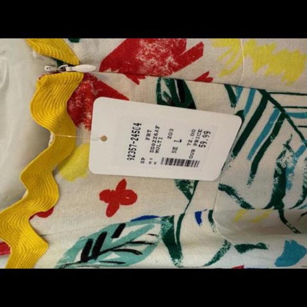 Multi Color Linen Mini Dress - Abstract Print - Picture 6 of 6